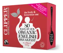 Organic Fairtrade English Breakfast Tea 80 Bags (Clipper)