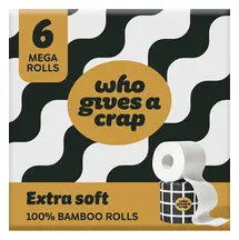 Extra Soft Toilet Tissue x 6 Mega Rolls (Who Gives A Crap)
