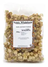 Garlic and Herb Croutons 250g (Sussex Wholefoods)