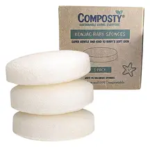 Konjac Baby/Infant Bath Sponges x 3 (Composty)