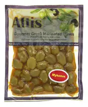 Mykonos Pitted Hot Green Olives 400g (Attis)