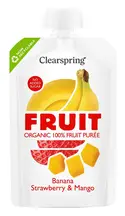Organic Banana, Strawberry & Mango Fruit Puree 100g (Clearspring)