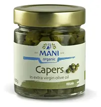 Organic Capers in Extra Virgin Olive Oil 180g (Mani)