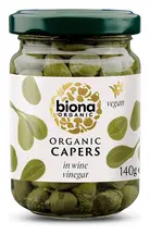 Organic Capers in Wine Vinegar 140g (Biona)