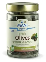 Organic Kalamata & Green Olives al Naturale 175g (Mani)