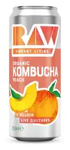 Organic Peach Kombucha 250ml (Raw Vibrant Living)