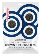 Organic Japanese Brown Rice Crackers Black Sesame & Tamari 40g (Clearspring)